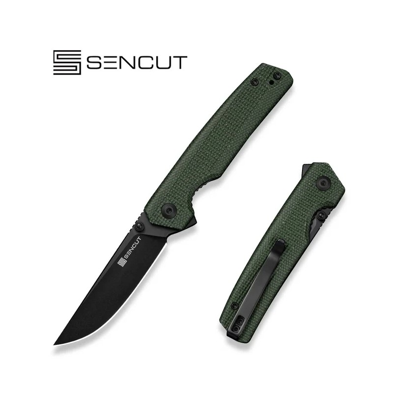 Nóż składany Sencut Stria Green Canvas Micarta, Black D2 (S25112-2)