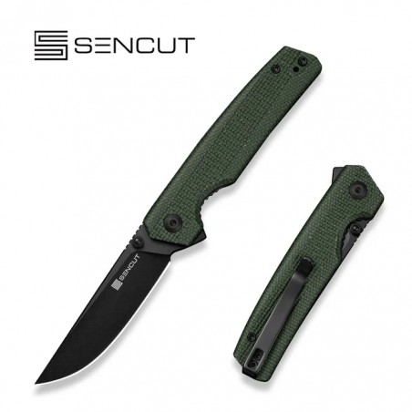 Nóż składany Sencut Stria Green Canvas Micarta, Black D2 (S25112-2)