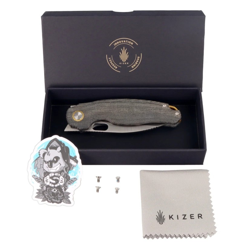Nóż składany Kizer Seagull Gray Micarta, Satin 14C28N (V3770A1)