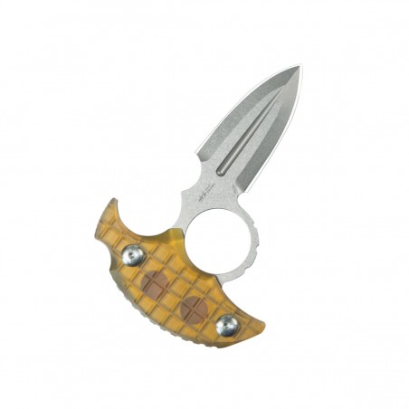 Nóż Kubey Cavy Yellow Ultem, Stonewashed 14C28N by MUZI Design (KU403F)