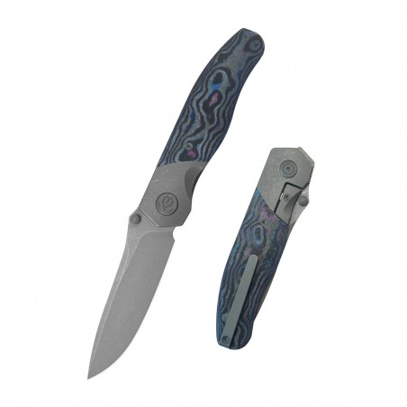 Nóż składany Kubey KB Velvet Snake Gray Titanium/Damtanium Camo Carbon, Darkwashed M390 by Bastard Knives (KB266B)