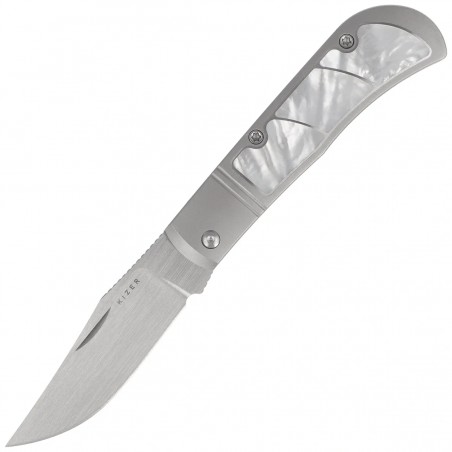 Nóż składany Kizer Trestle Silver Titanium / Mother of Pearl, Hand Brushed S45VN by Azo (Ki3761A3)