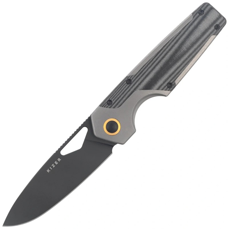 Nóż składany Kizer Serpentine Gray Titanium / Black Micarta, Matte Ultra DLC Elmax by Jonathan Styles (Ki3759FDA2)