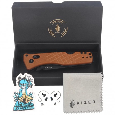 Nóż składany Kizer Aegis T Brown G10, Black PVD AEB-L by Azo (V3774CTA3)