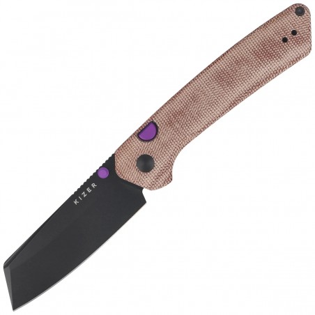 Nóż składany Kizer Madrac Brown Norplex UltreX Micarta, Black PVD 14C28N by Matteo Pignatelli (V3693BSA1)