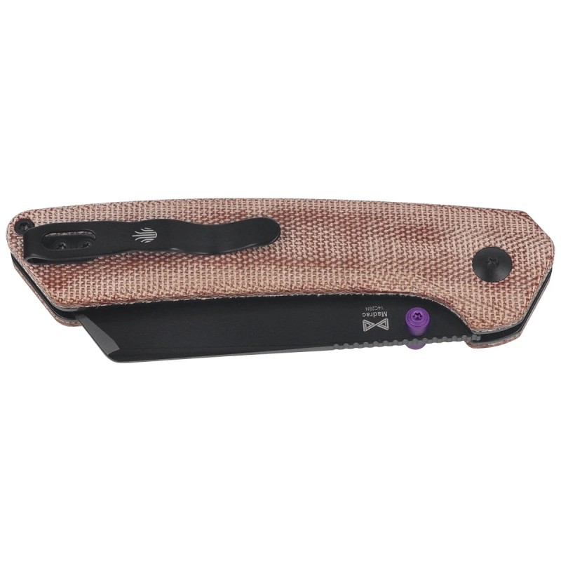 Nóż składany Kizer Madrac Brown Norplex UltreX Micarta, Black PVD 14C28N by Matteo Pignatelli (V3693BSA1)
