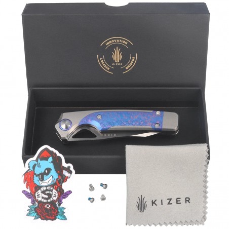 Nóż składany Kizer Ara Silver / Purple Snowflake Titanium, Hand Brushed S45VN Jonathan Styles & Paul Munko (Ki3729A3)