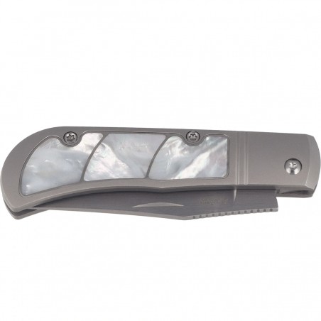 Nóż składany Kizer Trestle Silver Titanium / Mother of Pearl, Hand Brushed S45VN by Azo (Ki3761A3)