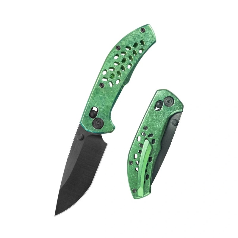 Nóż składany Kubey KB Trillium Green Crystal Titanium, Black DLC Satin M390 by Kornel Kiss (KB326D)