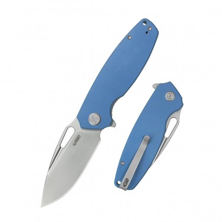 Nóż składany Kubey Tityus Blue Canvas Micarta, Beadblasted 14C28N (KU322-1A)