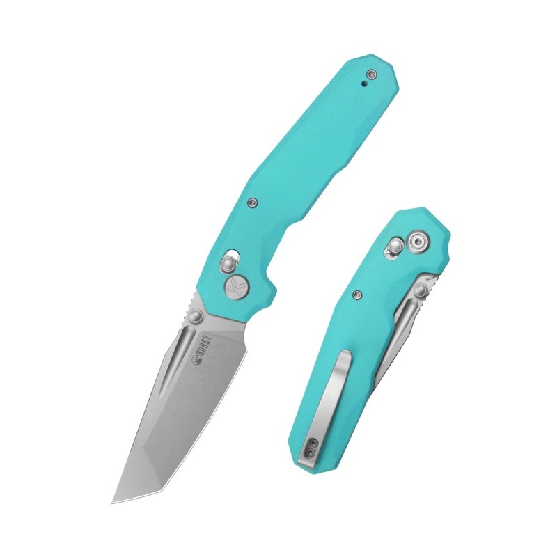 Nóż składany Kubey Carve Light Blue G10, Beadblasted 14C28N (KU237G)
