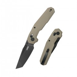 Nóż składany Kubey Carve Beige G10, Black Stonewashed 14C28N (KU237C)