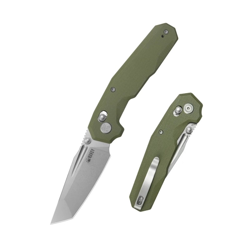 Nóż składany Kubey Carve Green G10, Beadblasted 14C28N (KU237B)