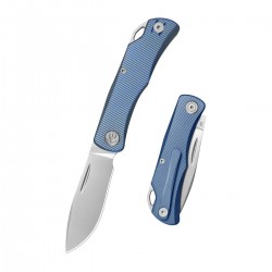 Nóż składany KB by Kubey El Dorado Blue Titanium, Silver Beadblasted M390 by Derek Sharon (KB469C)