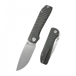 Nóż składany KB Knives Zephyr Flamed Titanium / Wave Carbon Fiber, Silver Beadblasted M390 by K.C. Spiron (KB431B)