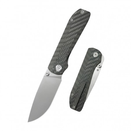 Nóż składany KB Knives Zephyr Flamed Titanium / Wave Carbon Fiber, Silver Beadblasted M390 by K.C. Spiron (KB431B)