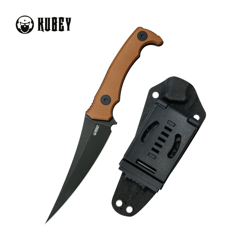 Nóż Kubey Sicarii Brown Micarta, Blackwashed 14C28N by Jake Hoback (KU477F)