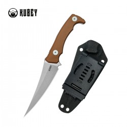 Nóż Kubey Sicarii Brown Micarta, Beadblasted 14C28N by Jake Hoback (KU477E)