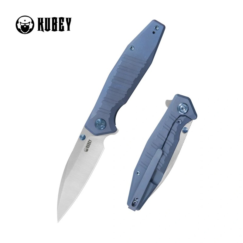 Nóż składany Kubey Whammy Blue Ano Titanium, Satin 14C28N by Keanu Alfaro (KU474B)