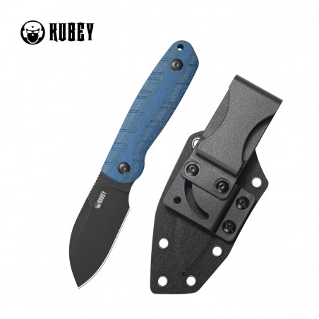 Nóż Kubey Microburst Blue Micarta, Blackwashed 14C28N by K.C. Spiron (KU455C)