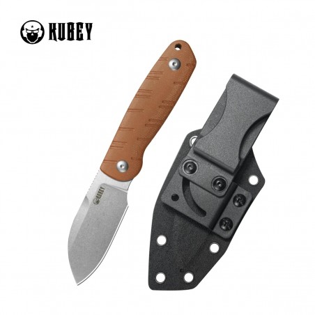 Nóż Kubey Microburst Brown Micarta, Beadblasted 14C28N by K.C. Spiron (KU455B)