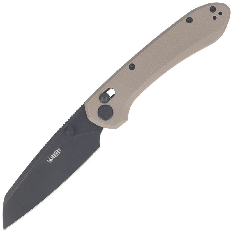 Nóż składany Kubey Bonza Tan G10, Blackwashed 14C28N by Happy As Larry (KU446F)
