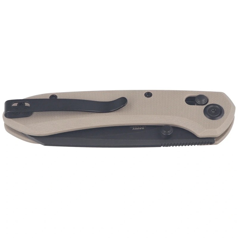 Nóż składany Kubey Bonza Tan G10, Blackwashed 14C28N by Happy As Larry (KU446F)