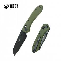 Nóż składany Kubey Bonza Green G10, Blackwashed 14C28N by Happy As Larry (KU446E)