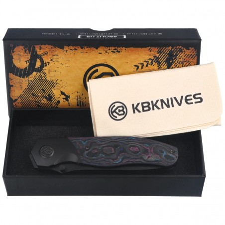 Nóż składany KB Kubey Velvet Snake Black DLC Titanium / Damtanium Camo Carbon, Black DLC M390 by Bastard Knives (KB266D)