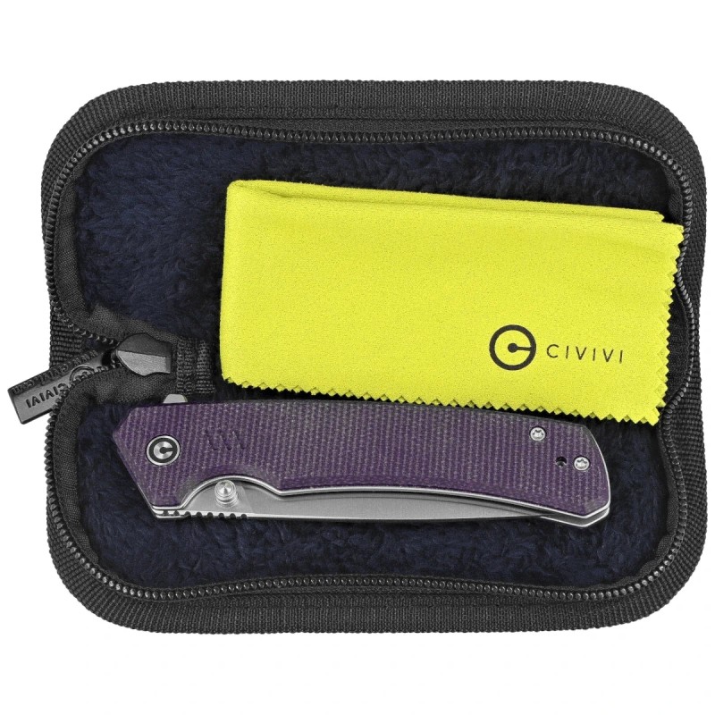 Nóż składany Civivi Merit Purple Canvas Micarta, Satin 14C28N (C24012-3)
