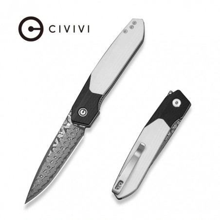Nóż składany Civivi Brr15 Black / White G10, Damascus by Rafal Brzeski (C25063-DS1)