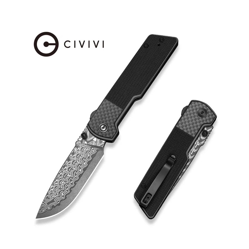 Nóż składany Civivi Zygon Gray G10 / Carbon Fiber, Damascus (C25035B-DS1)