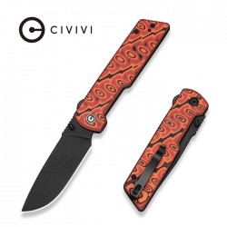 Nóż składany Civivi Zygon Orange / Black Vortex Micarta, Black Stonewashed Nitro-V (C25035-2)