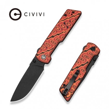 Nóż składany Civivi Zygon Orange / Black Vortex Micarta, Black Stonewashed Nitro-V (C25035-2)