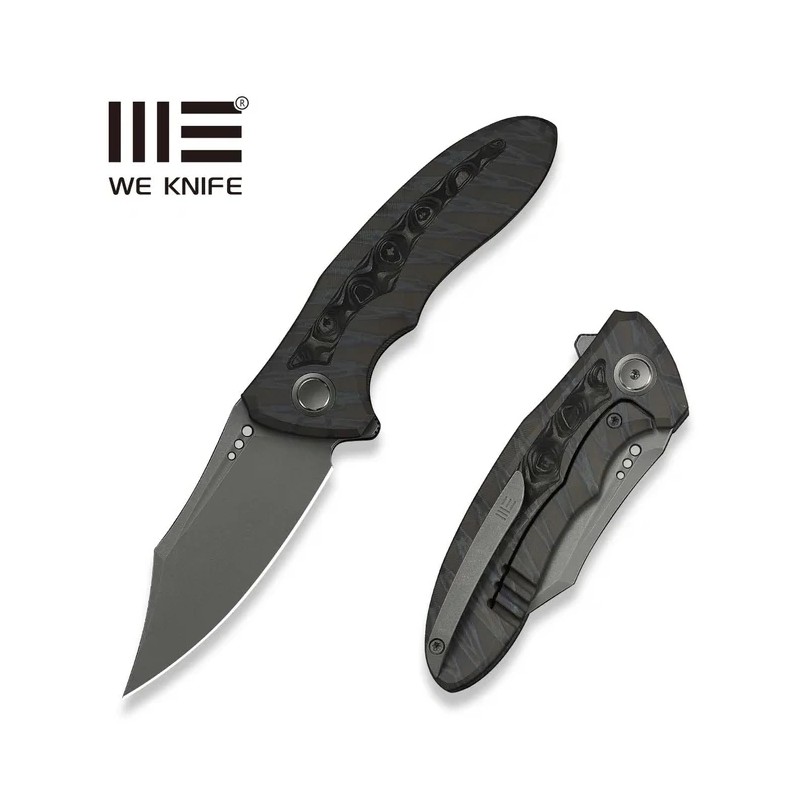 Nóż składany WeKnife Varg Tiger Stripe Pattern Flamed Titanium Titanium / Rose Carbon Fiber, Gray Stonewashed MagnaCut (WE25074-