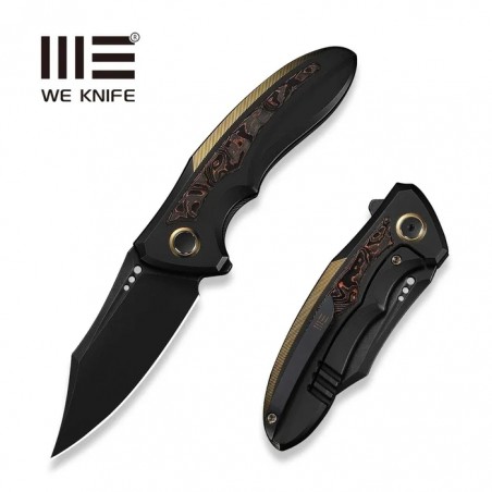 Nóż składany WeKnife Varg Black-Golden Titanium / Copper Foil Carbon Fiber, Black Stonewashed MagnaCut (WE25074-1)