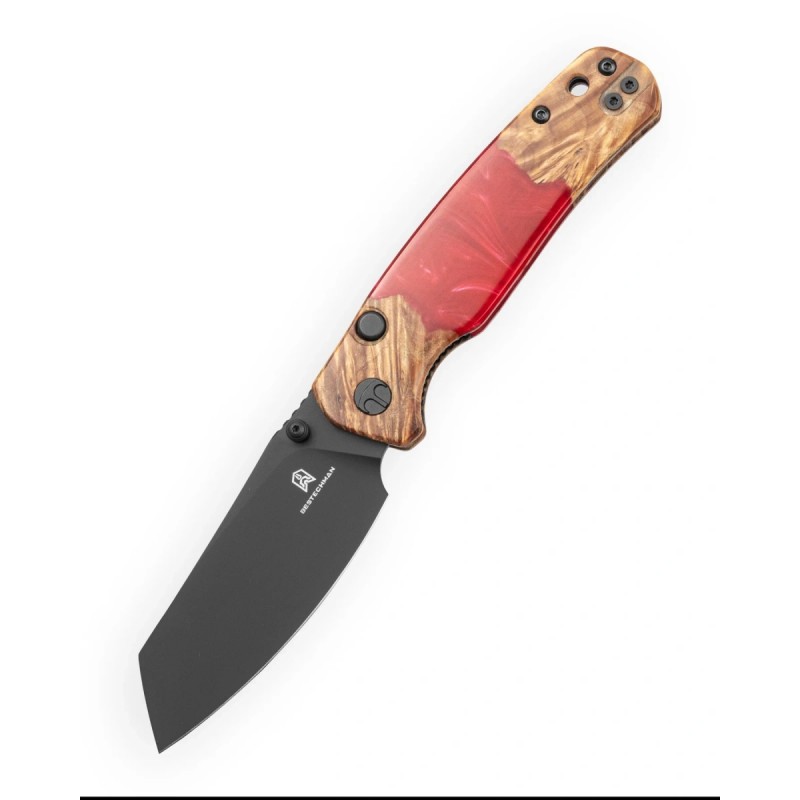 Nóż składany Bestechman Cicada's Wing-TL Red Resin / Wood, Black PVD 10Cr15MoV (BMK24-W-1)
