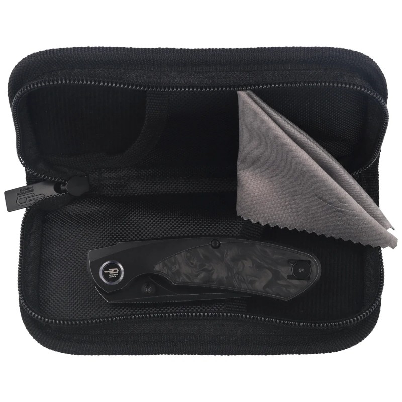 Nóż składany Bestech Lito Black Titanium / Carbon Fiber, Black Stonewashed M390 by Ostap Hel (BT2307D)