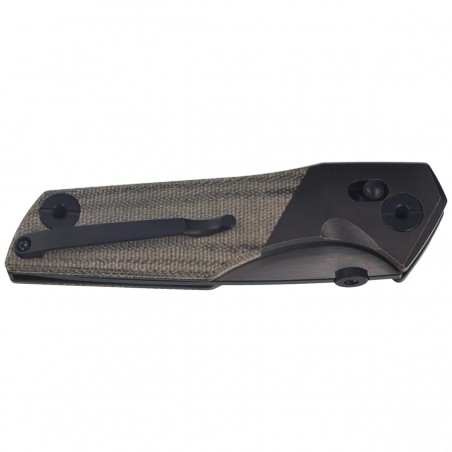 Nóż składany Bestech Cetus Black Bronze Titanium / Black Canvas Micarta, Black PVD / Satin M390 by Poltergeist Works (BT2304A)