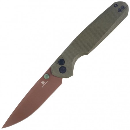 Nóż składany Bestechman Velix OD Green G10, Gold PVD 14C28N Steel by Ostap Hel (BMK07G)