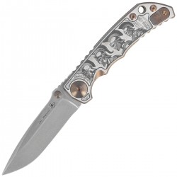 Nóż składany Spartan Blades  Harsey Folder ''Marching Spartans'' Titanium, Stonewashed MagnaCut