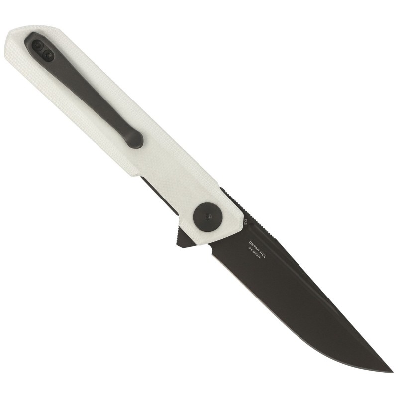 Nóż składany Bestechman Mini Dundee White G10, Grey PVD D2 by Ostap Hel (BMK03H)