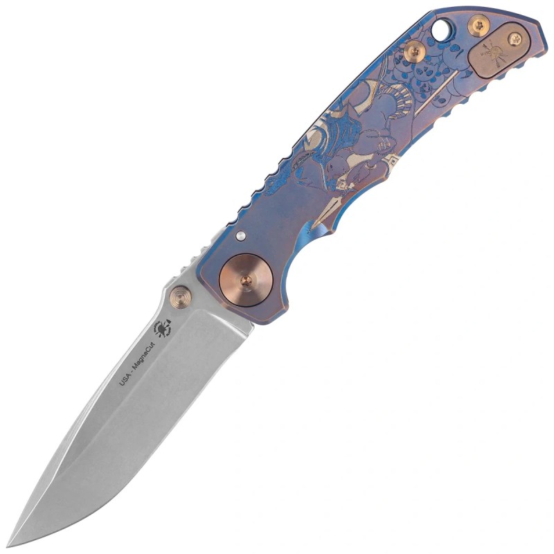 Nóż składany Spartan Blades Harsey Folder ''Babe'' Blue Titanium, Bronze HW, Satin MagnaCut by William W. Harsey (SF5BABE)